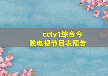 cctv1综合今晚电视节目表预告