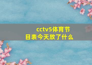 cctv5体育节目表今天放了什么