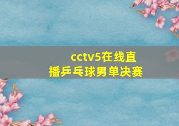 cctv5在线直播乒乓球男单决赛