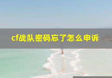 cf战队密码忘了怎么申诉