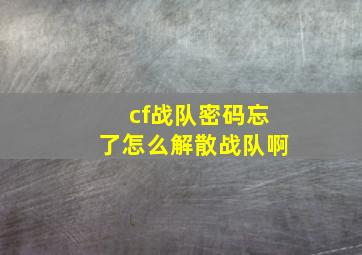 cf战队密码忘了怎么解散战队啊