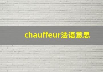 chauffeur法语意思