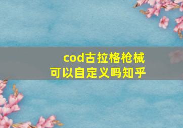 cod古拉格枪械可以自定义吗知乎