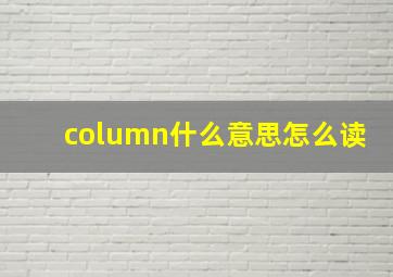 column什么意思怎么读