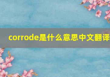 corrode是什么意思中文翻译