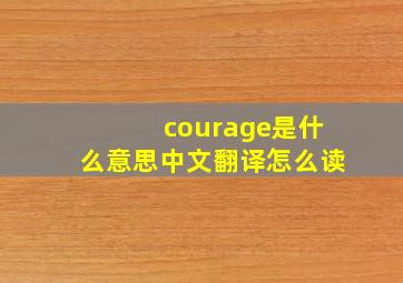 courage是什么意思中文翻译怎么读