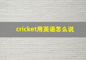 cricket用英语怎么说