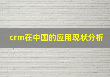 crm在中国的应用现状分析