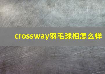 crossway羽毛球拍怎么样