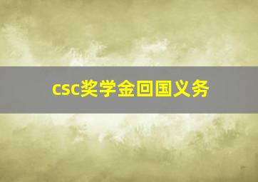 csc奖学金回国义务