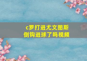 c罗打进尤文图斯倒钩进球了吗视频