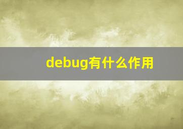 debug有什么作用