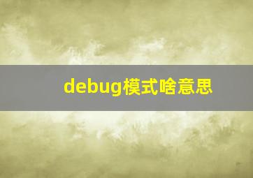 debug模式啥意思