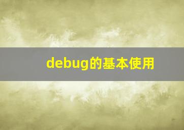 debug的基本使用