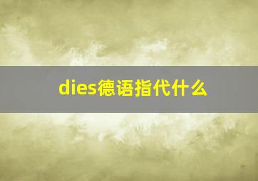 dies德语指代什么