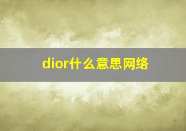 dior什么意思网络