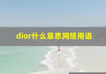 dior什么意思网络用语