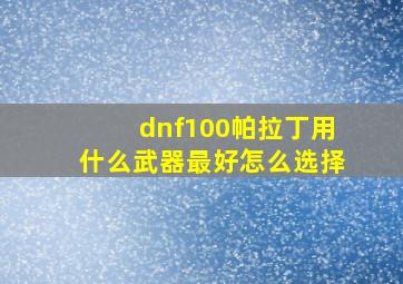 dnf100帕拉丁用什么武器最好怎么选择