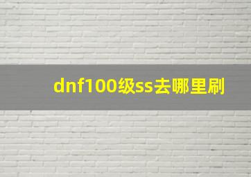 dnf100级ss去哪里刷