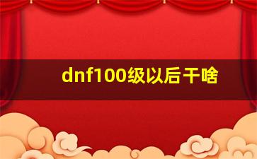 dnf100级以后干啥