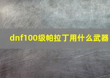 dnf100级帕拉丁用什么武器