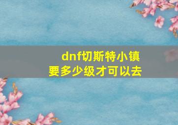 dnf切斯特小镇要多少级才可以去