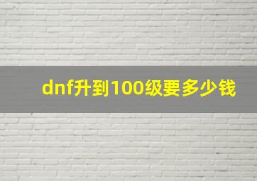 dnf升到100级要多少钱