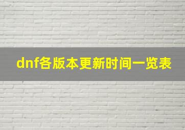 dnf各版本更新时间一览表