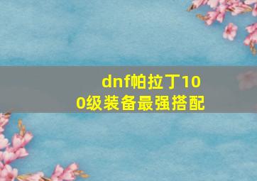 dnf帕拉丁100级装备最强搭配