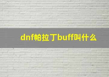 dnf帕拉丁buff叫什么