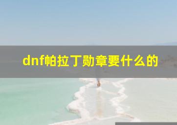 dnf帕拉丁勋章要什么的