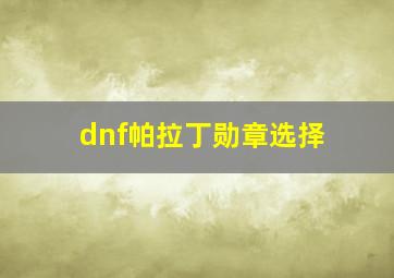 dnf帕拉丁勋章选择