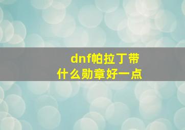 dnf帕拉丁带什么勋章好一点