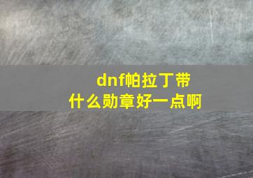 dnf帕拉丁带什么勋章好一点啊