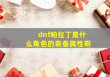 dnf帕拉丁是什么角色的装备属性啊