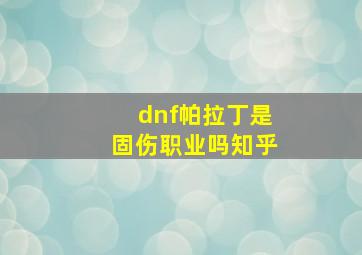 dnf帕拉丁是固伤职业吗知乎