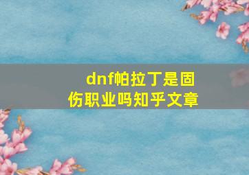 dnf帕拉丁是固伤职业吗知乎文章