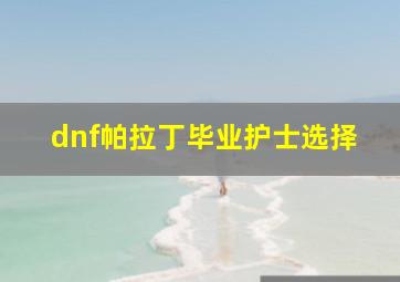 dnf帕拉丁毕业护士选择