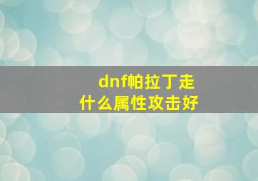 dnf帕拉丁走什么属性攻击好