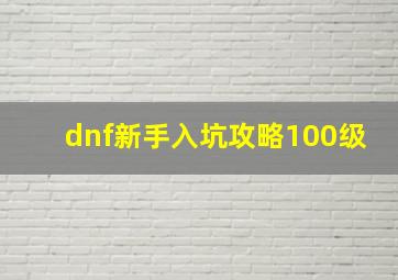 dnf新手入坑攻略100级