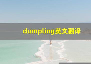 dumpling英文翻译