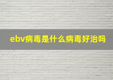 ebv病毒是什么病毒好治吗