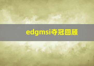 edgmsi夺冠回顾