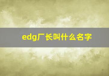 edg厂长叫什么名字