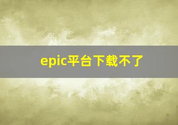 epic平台下载不了