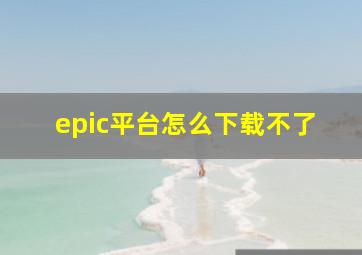 epic平台怎么下载不了