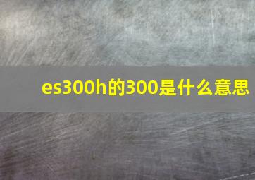 es300h的300是什么意思