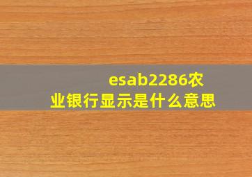 esab2286农业银行显示是什么意思