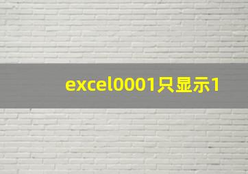 excel0001只显示1