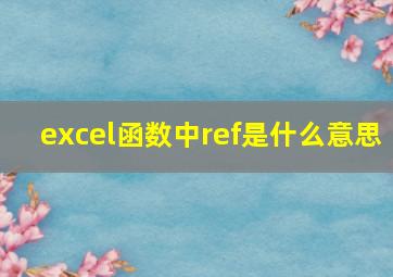 excel函数中ref是什么意思